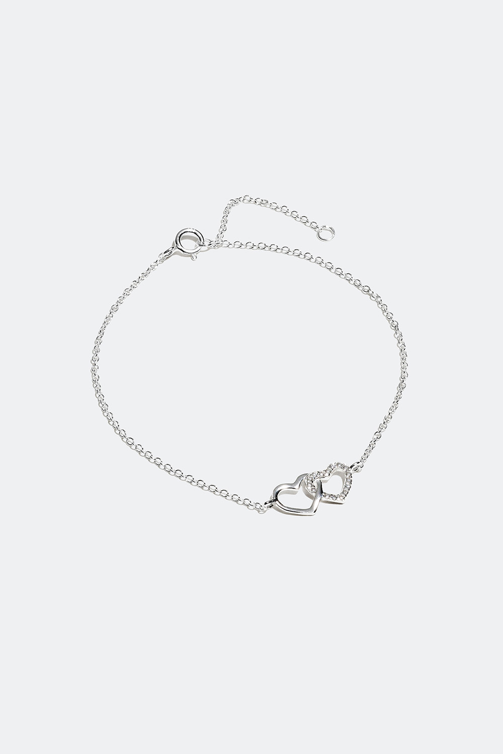 Smalt armbånd i ekte sølv med hjerter i gruppen Ekte sølv / Sølvarmbånd / Tynne hos Glitter (55100002)