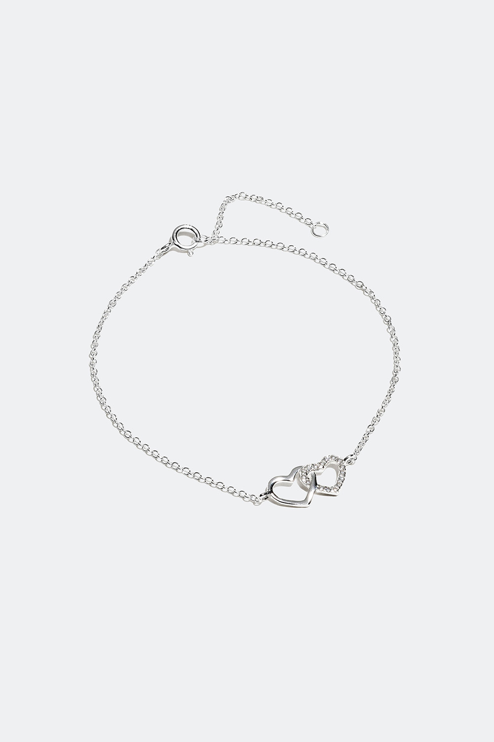 Smalt armbånd i ekte sølv med hjerter i gruppen Ekte sølv / Sølvarmbånd / Tynne hos Glitter (551000021016)