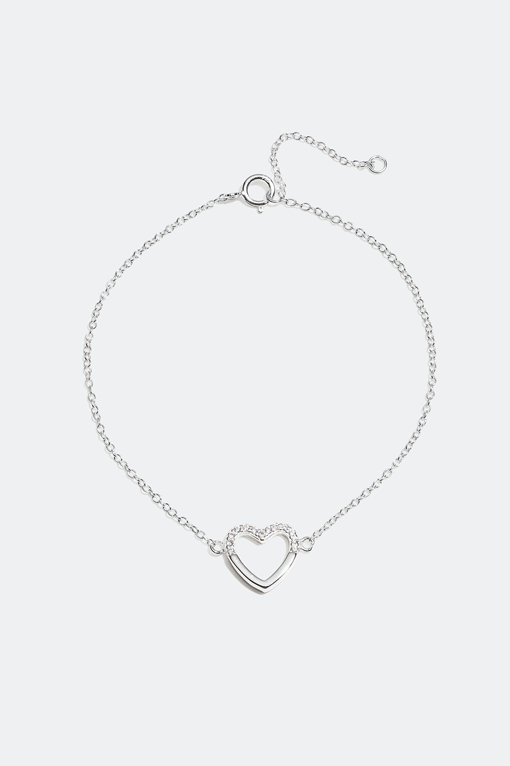 Armbånd med hjerte, i ekte sølv og Cubic Zirconia i gruppen Ekte sølv / Sølvarmbånd / Tynne hos Glitter (551000161000)