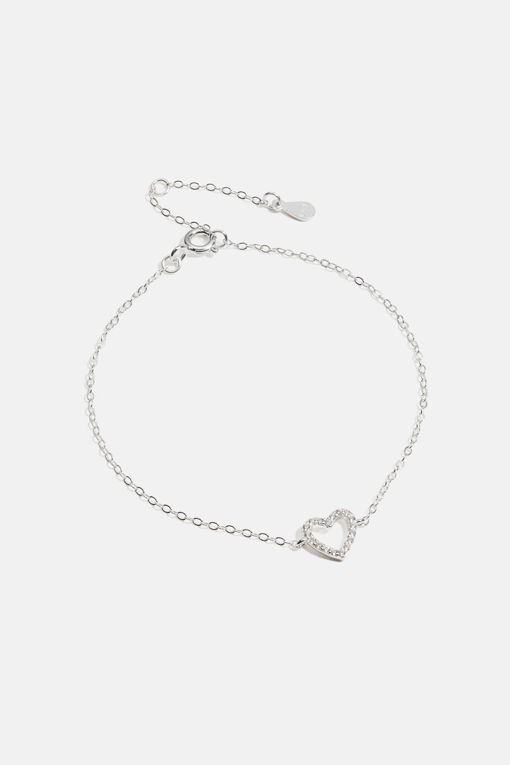 Armbånd i ekte sølv med hjerte og Cubic Zirkonia i gruppen Ekte sølv / Sølvarmbånd hos Glitter (551000701001)