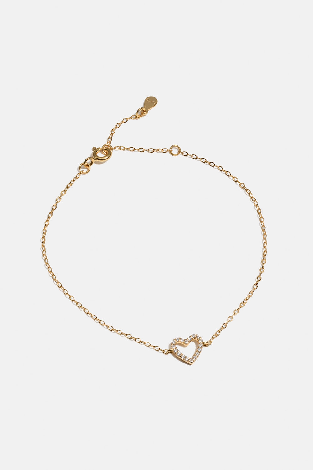 Armbånd i 18k forgylt ekte sølv med hjerte og Cubic Zirkonia i gruppen 18 K Gullbelagt sølv / Armbånd i 18 K gull hos Glitter (551000702002)