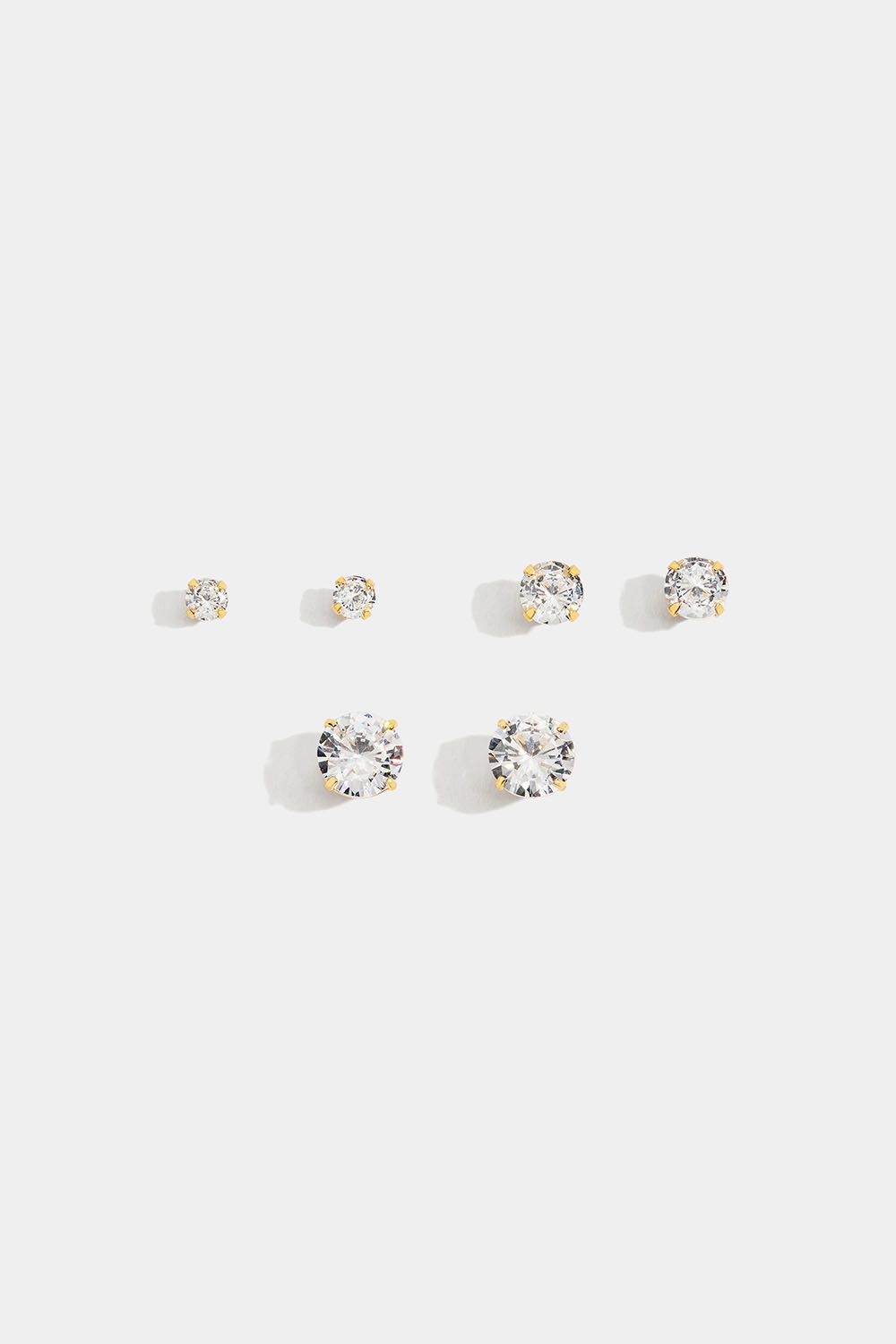 Stiftøredobber i 18 k forgylt ekte sølv og Cubic Zirconia, 3 pakning i gruppen 18 K Gullbelagt sølv hos Glitter (553003562002)
