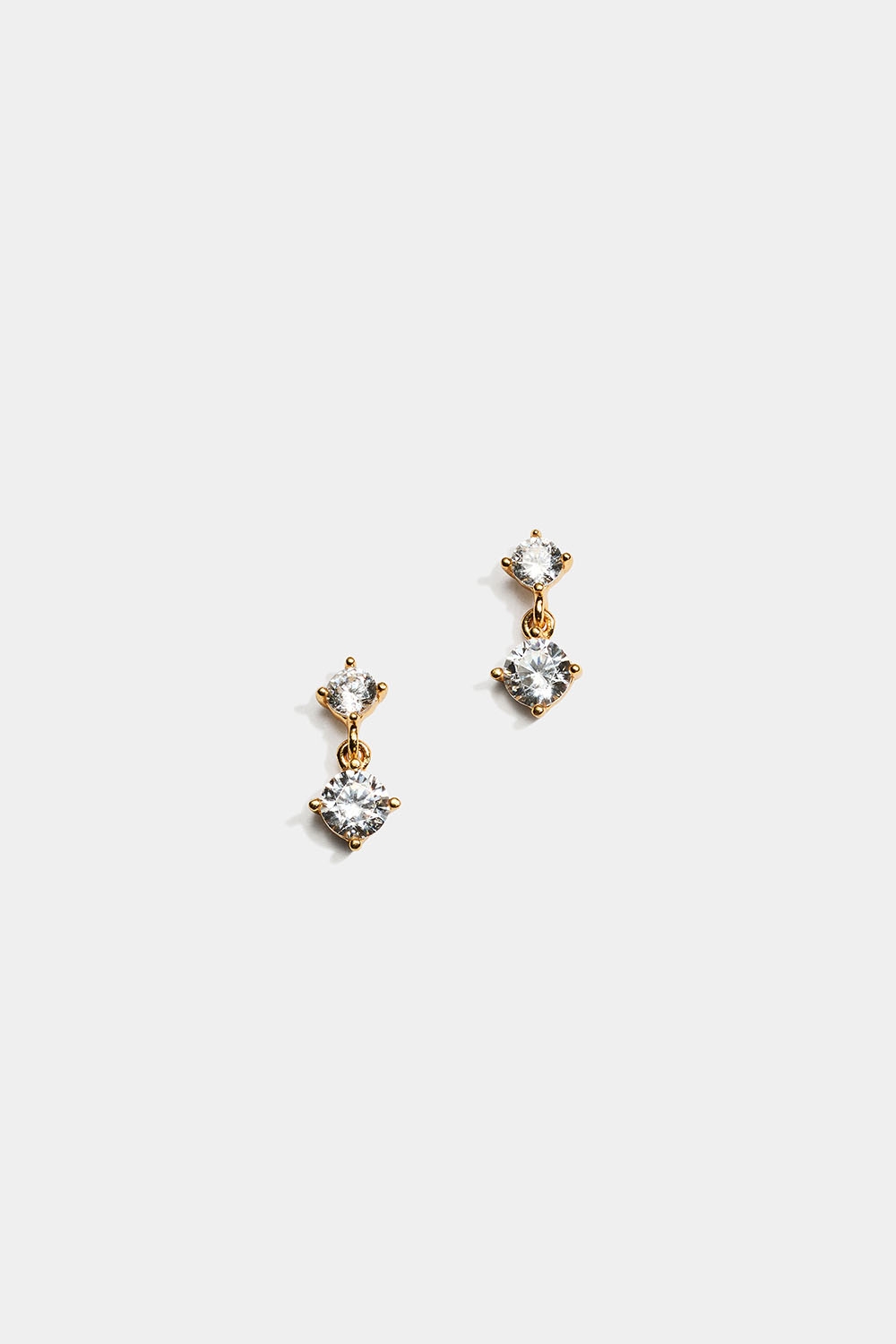 Studs i sølv med 18k gullbelegg og doble steiner i kubisk zirkonia i gruppen Smykker / Øredobber / Studs hos Glitter (553004272002)
