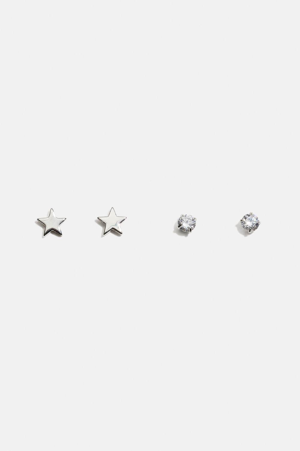 Øredobber i ekte sølv med stjerner og Cubic Zirconia, 2 pakning i gruppen Ekte sølv / Sølvøredobber / Flerpakning hos Glitter (553004661001)