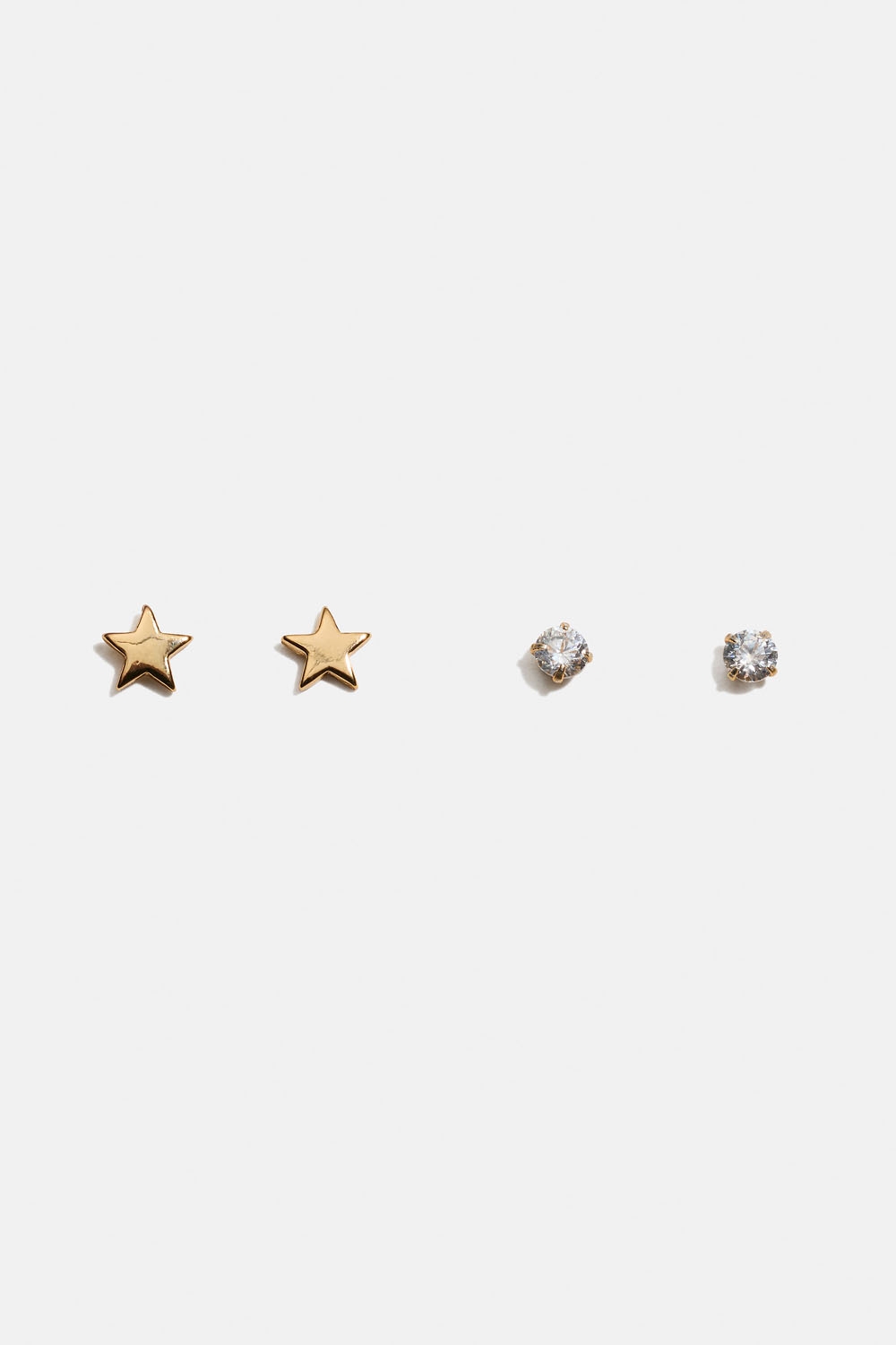 Øredobber i 18k forgylt ekte sølv med stjerner og Cubic Zirconia, 2 pakning i gruppen 18 K Gullbelagt sølv / Øredobber i 18 K gull hos Glitter (553004662002)