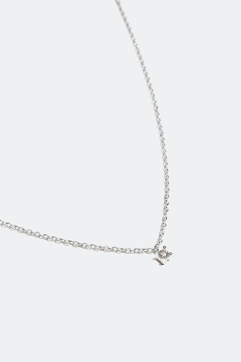 Smalt halskjede i sølv med Cubic Zirconia-stein i gruppen Ekte sølv / Sølvhalskjeder / Halskjeder med anheng hos Glitter (55400008)