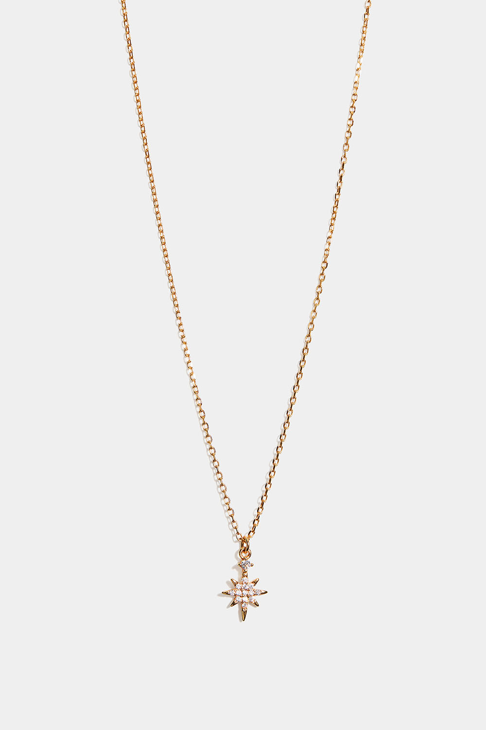 Halskjede i 18 karat gullbelagt sterlingsølv med stjerne og kubisk zirkonia i gruppen Gullbelagt ekte sølv / Gullbelagte halskjeder hos Glitter (554001372002)