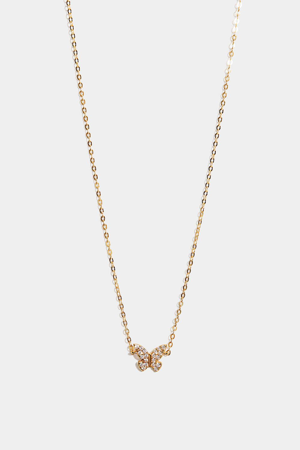 Halskjede i 18 karat gullbelagt sterlingsølv med sommerfugl og kubisk zirkonia i gruppen Gullbelagt ekte sølv / Gullbelagte halskjeder hos Glitter (554001412002)