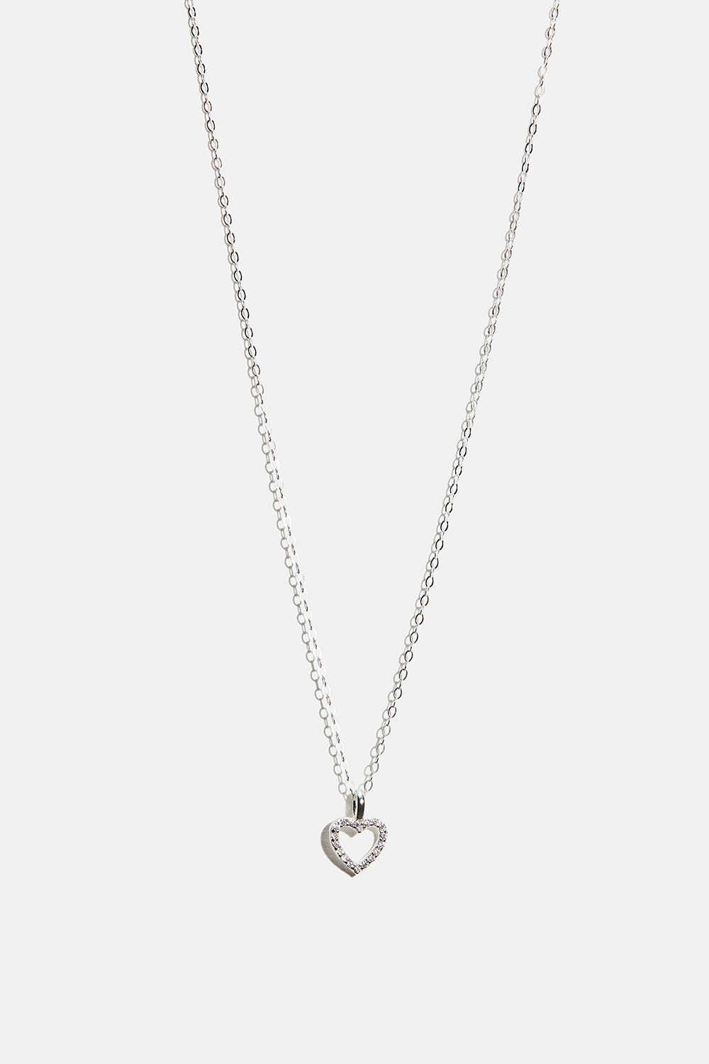 Halskjede i ekte sølv med hjerte og Cubic Zirkonia-steiner. i gruppen Ekte sølv / Sølvhalskjeder / Halskjeder i ekte sølv med anheng hos Glitter (554004241001)