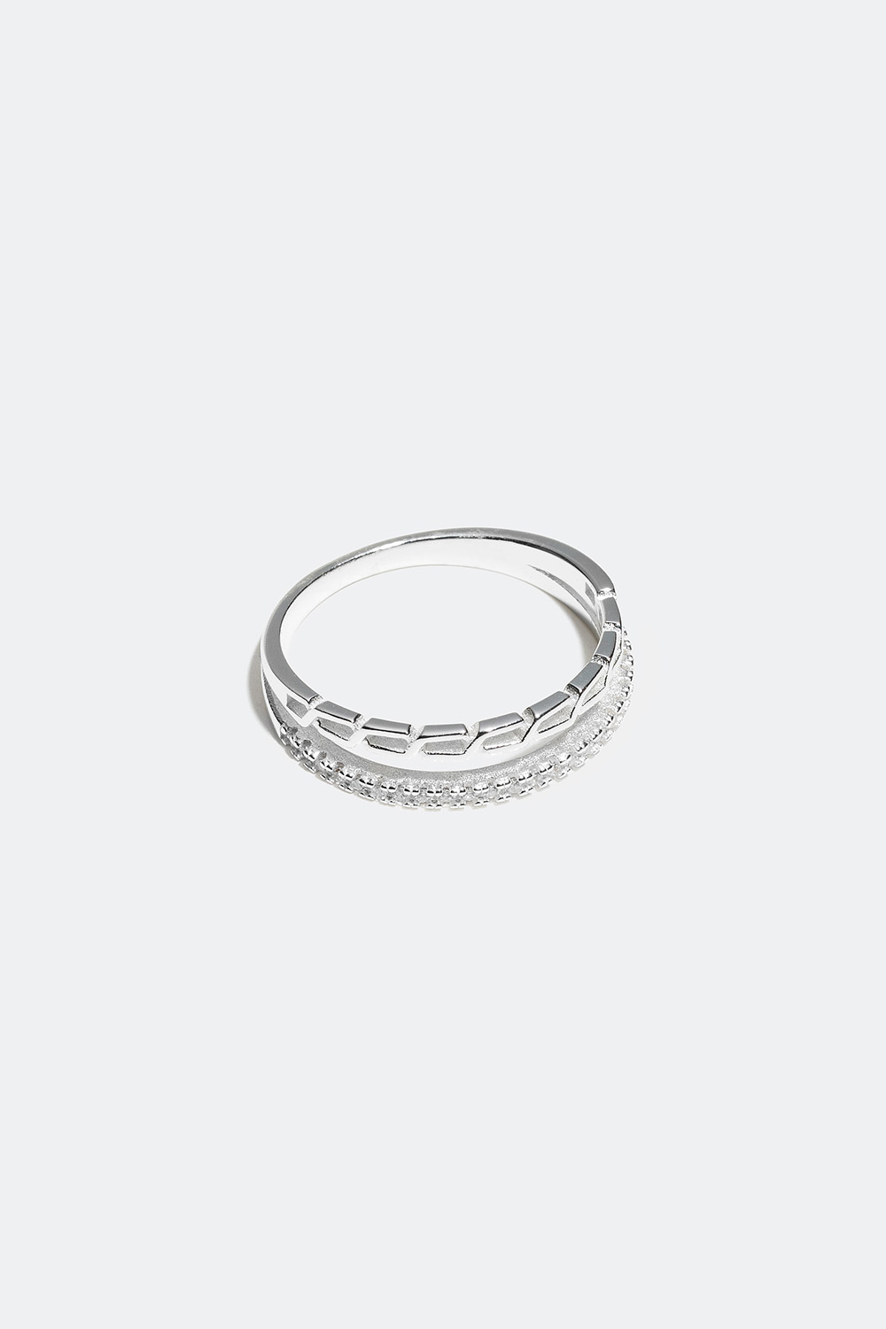 Dobbel ring i ekte sølv med strass og tvunnet design i gruppen Ekte sølv / Sølvringer / Sølv hos Glitter (55600007)