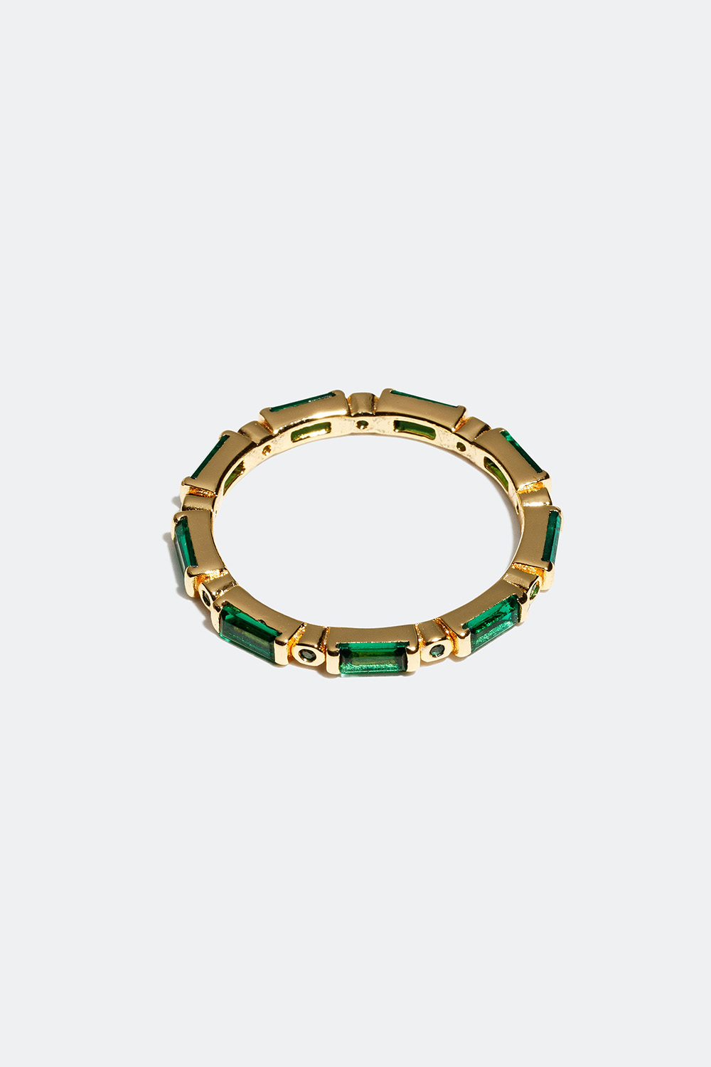 Ring forgylt med 18k gull, med rektangulære, grønne zirkonia-stener i gruppen 18 K Gullbelagt sølv / Ringer i 18 K gull hos Glitter (55600053)