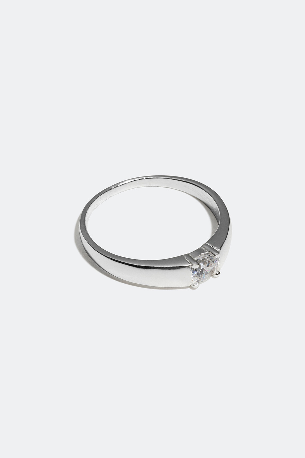 Glatt ring i ekte sølv med zirkonia-sten i gruppen Ekte sølv / Sølvringer / Sølv hos Glitter (55600054)