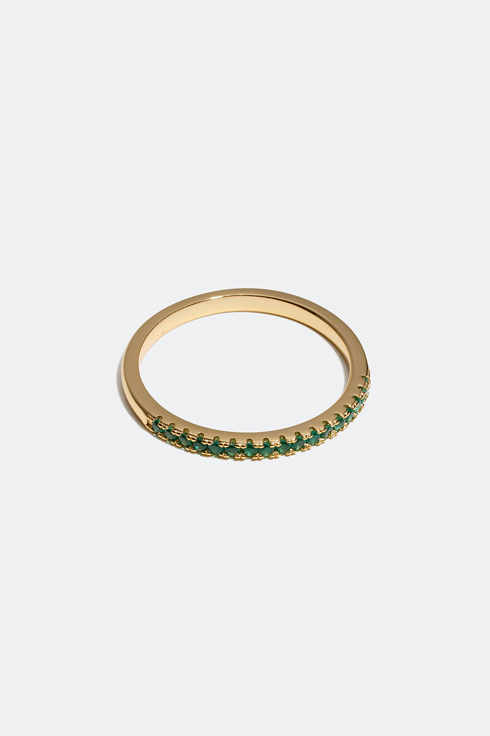 Ring forgylt med 18k gull, med grønne zirkonia-stener i gruppen 18 K Gullbelagt sølv / Ringer i 18 K gull hos Glitter (556000577)