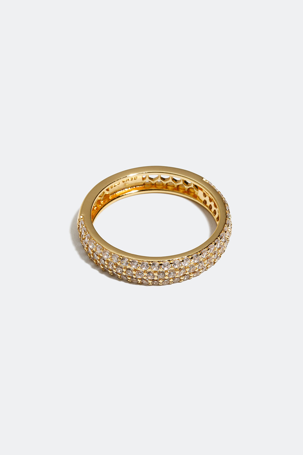 Bred ring med hvite zirkonia og forgylt med 18k gull i gruppen 18 K Gullbelagt sølv / Ringer i 18 K gull hos Glitter (556000580)