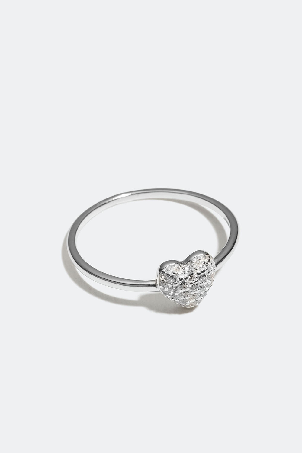 Ring i ekte sølv med hjerte og Cubic Zirconia i gruppen Smykker / Ringer / Tynne hos Glitter (556000661017)