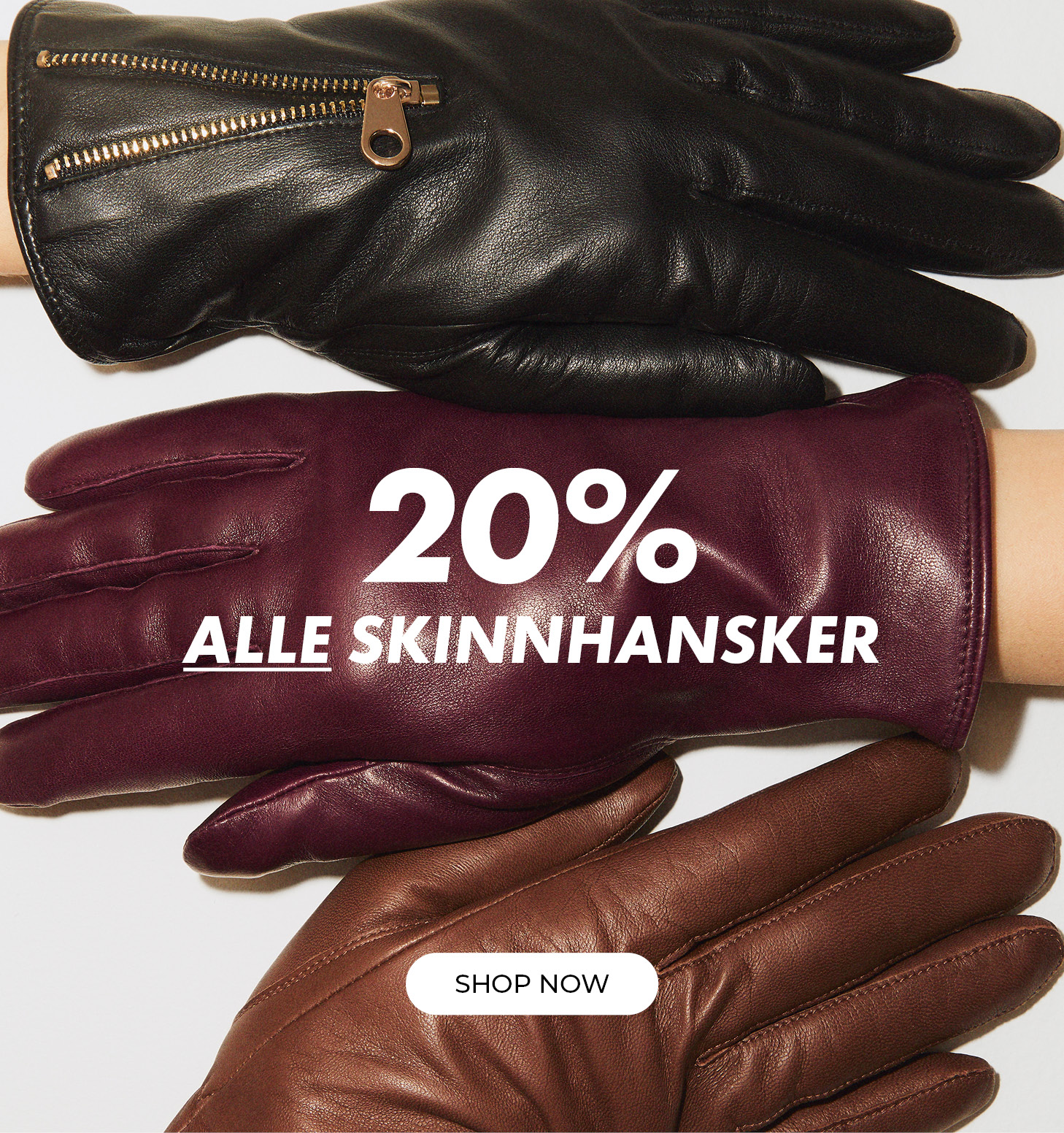 20% alle skinnhansker