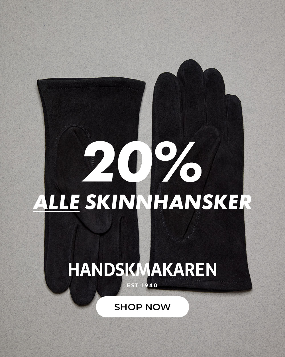 20% alle skinnhansker
