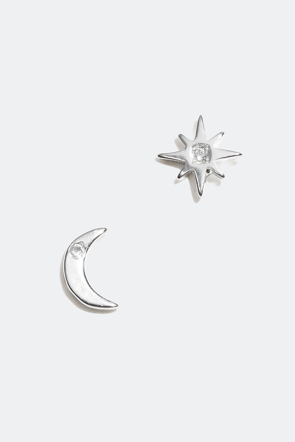 Blandede øredobber med måne og stjerne i ekte sølv