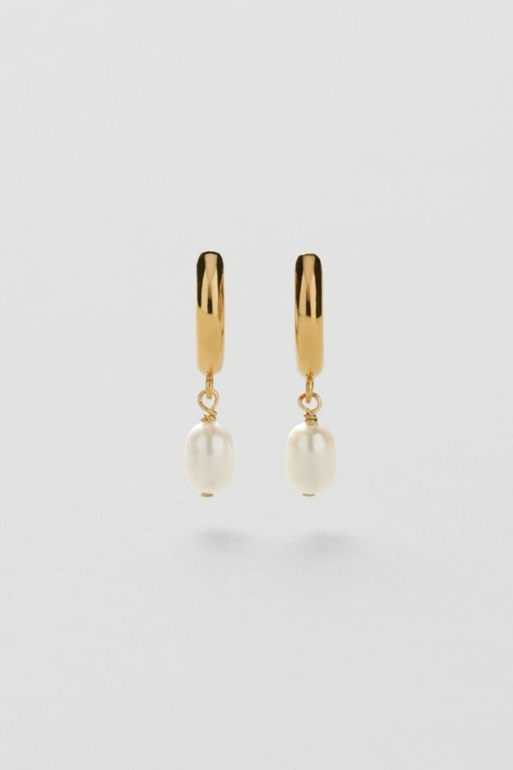 Mini Pearl Hoops 18k Gold Plated
