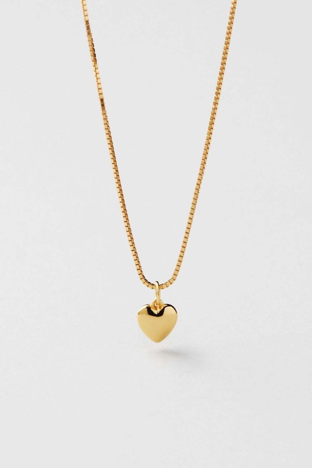 Solid Puffy Heart Necklace 18k Gold Plated