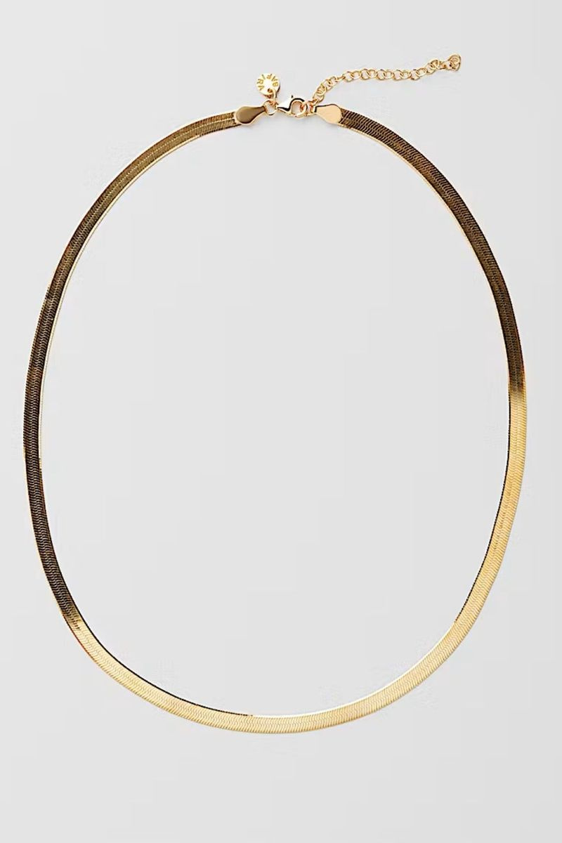 Herringbone Necklace (L) 18k Gold Plated