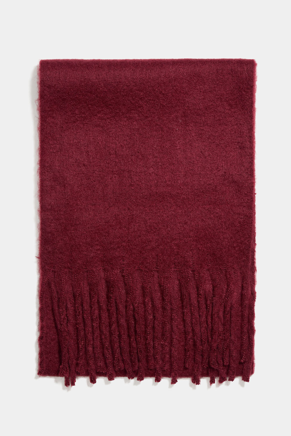 Stort, børstet burgunderrødt skjerf