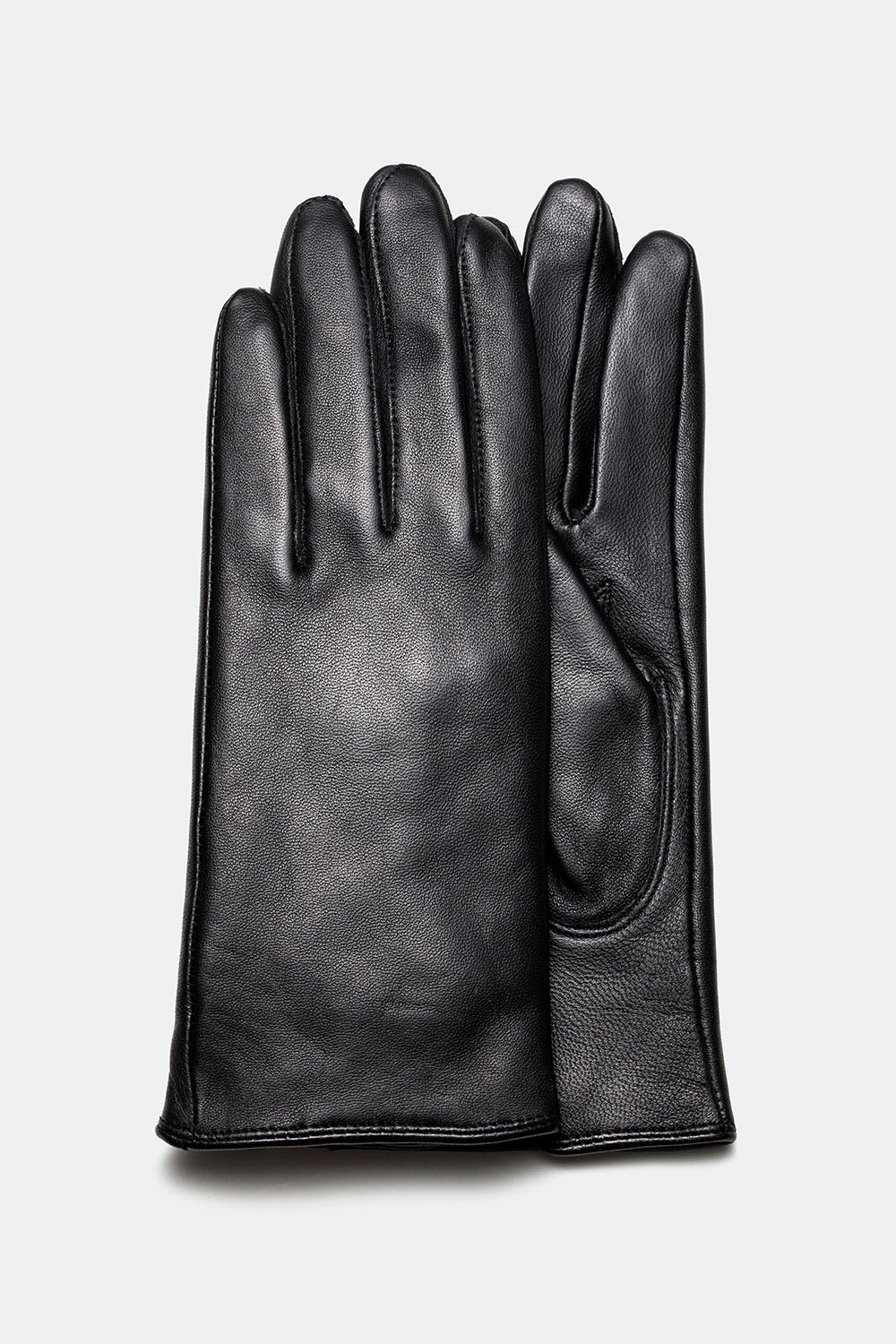 Svarte skinnhansker med splitt