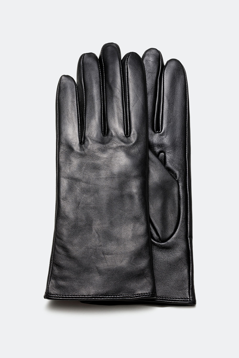 Svarte skinnhansker med berøringsfunksjon