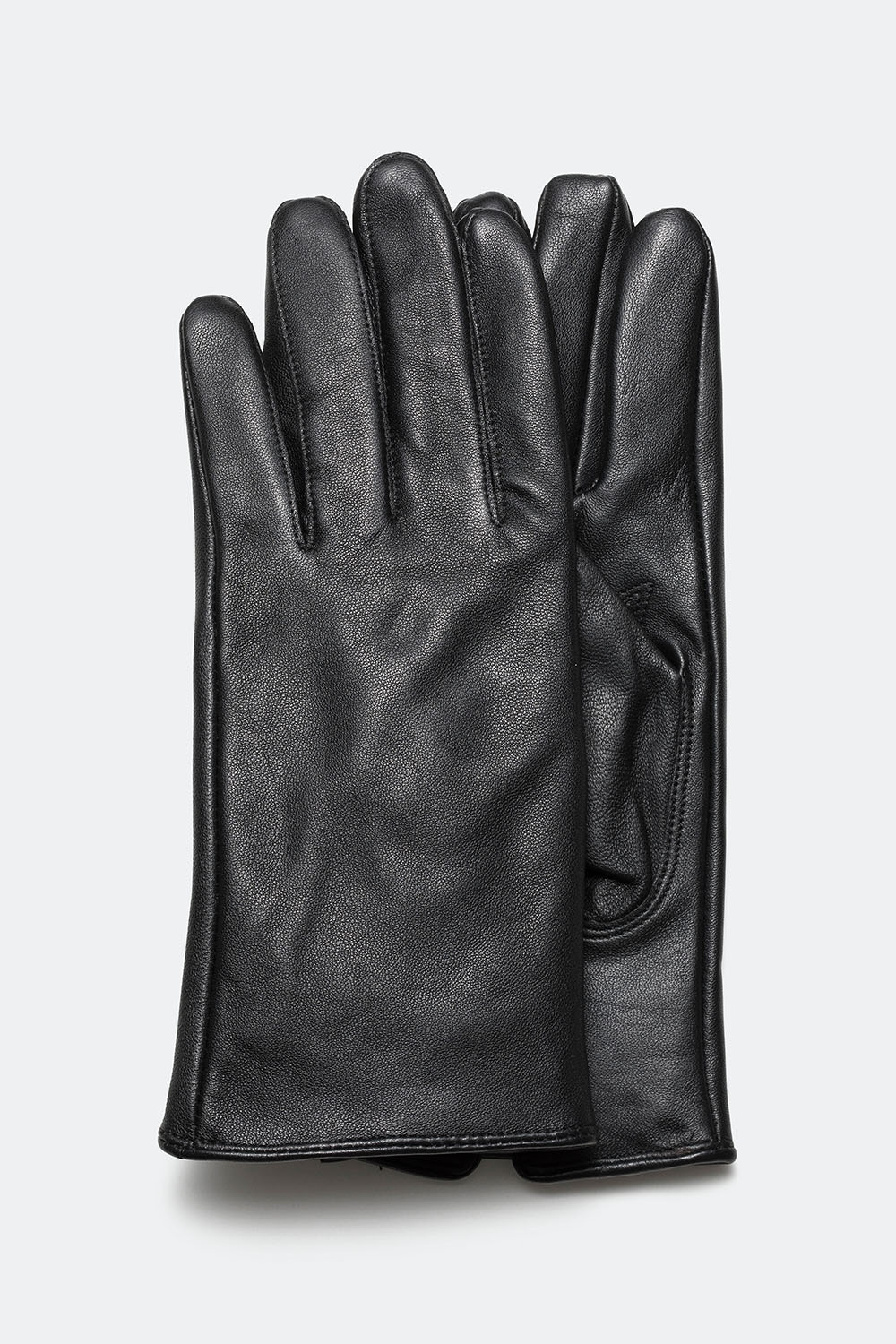 Svarte skinnhansker med bred passform