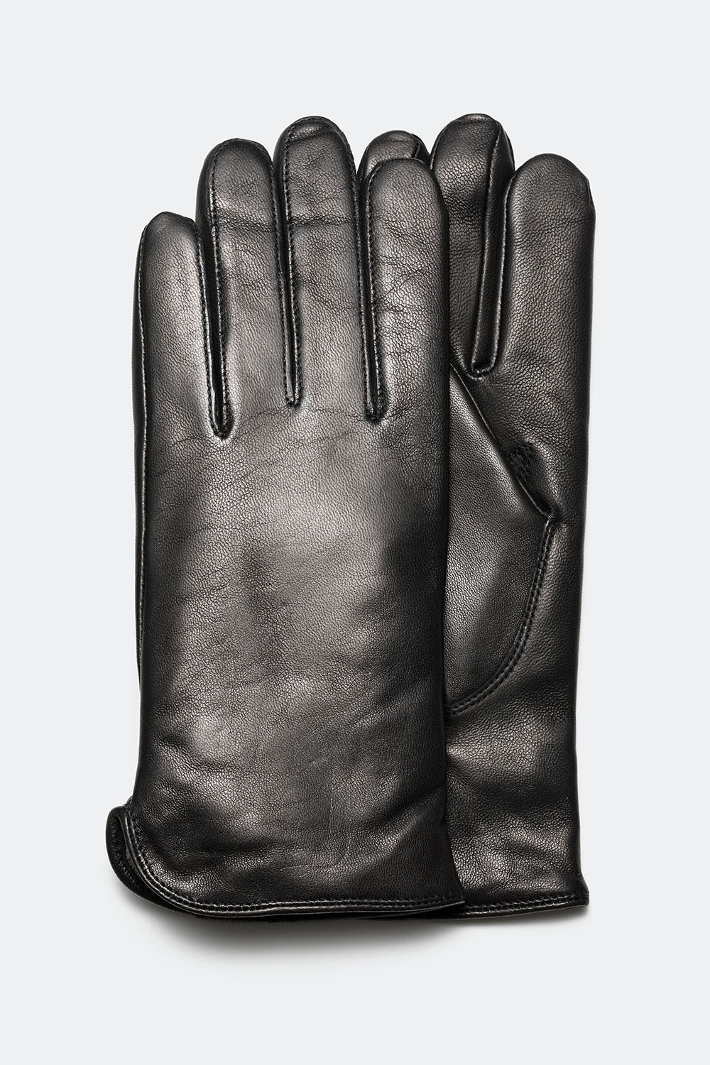Svarte skinnhansker med splitt i siden