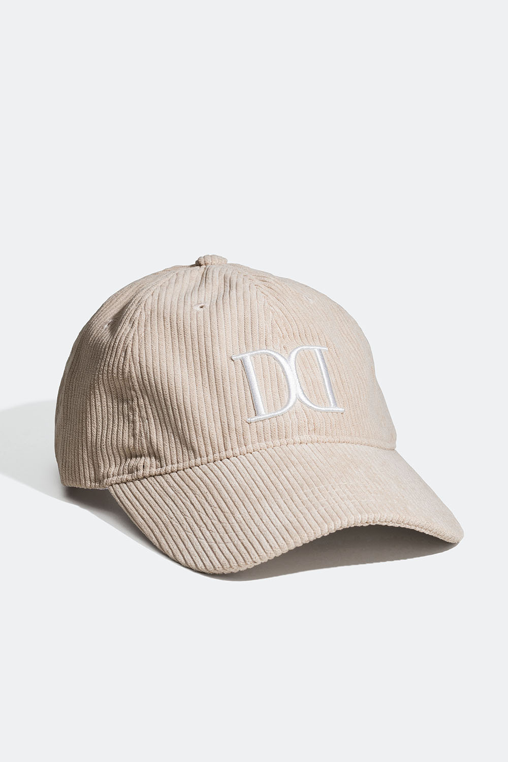 Beige caps i kordfløyel