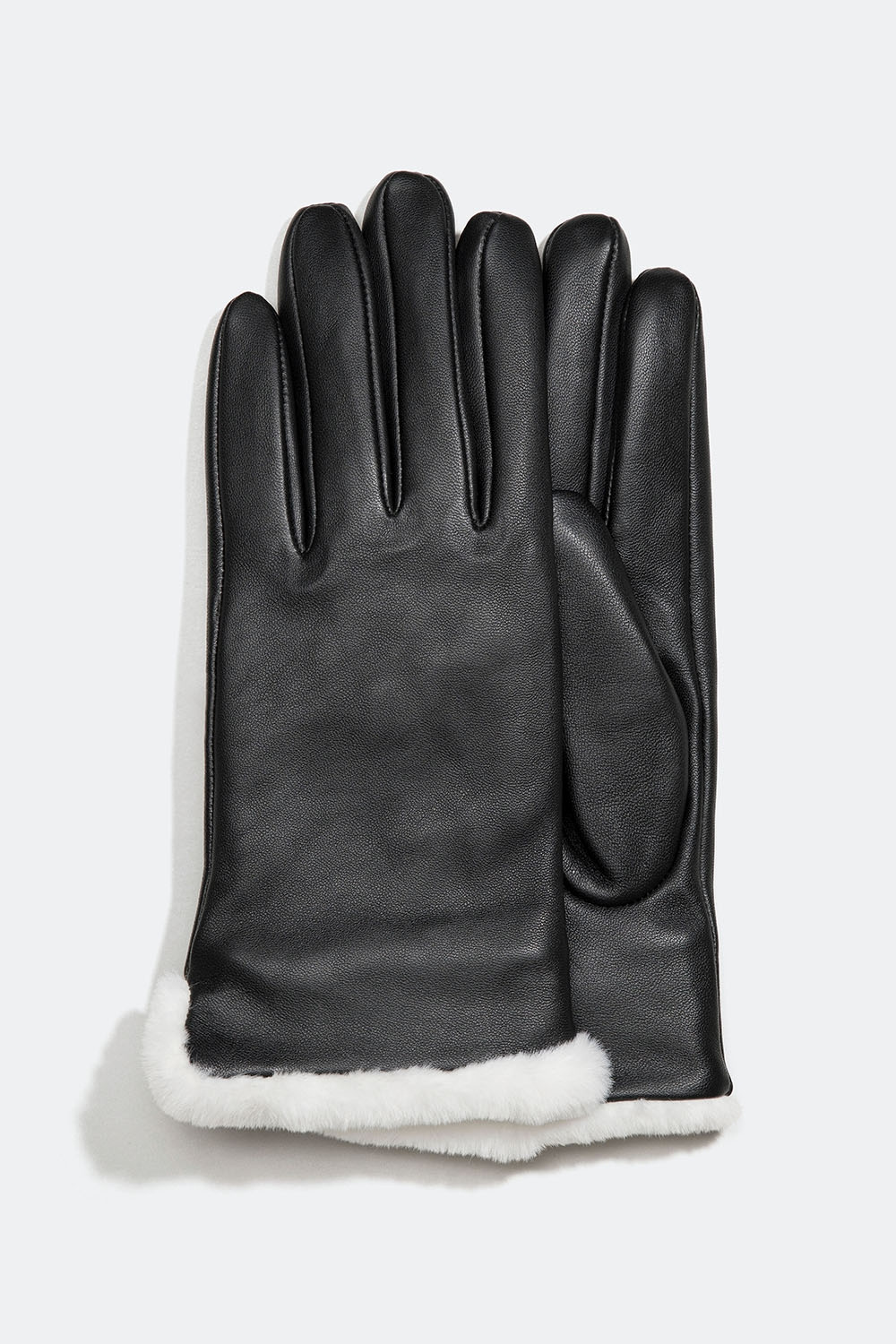 Skinnhansker med hvit fuskepels