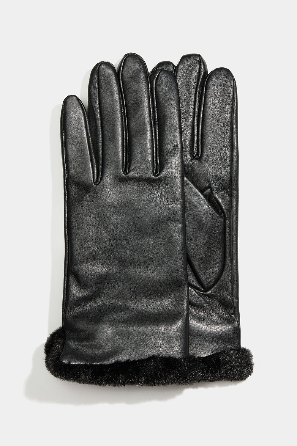 Skinnhansker med svart fuskepels