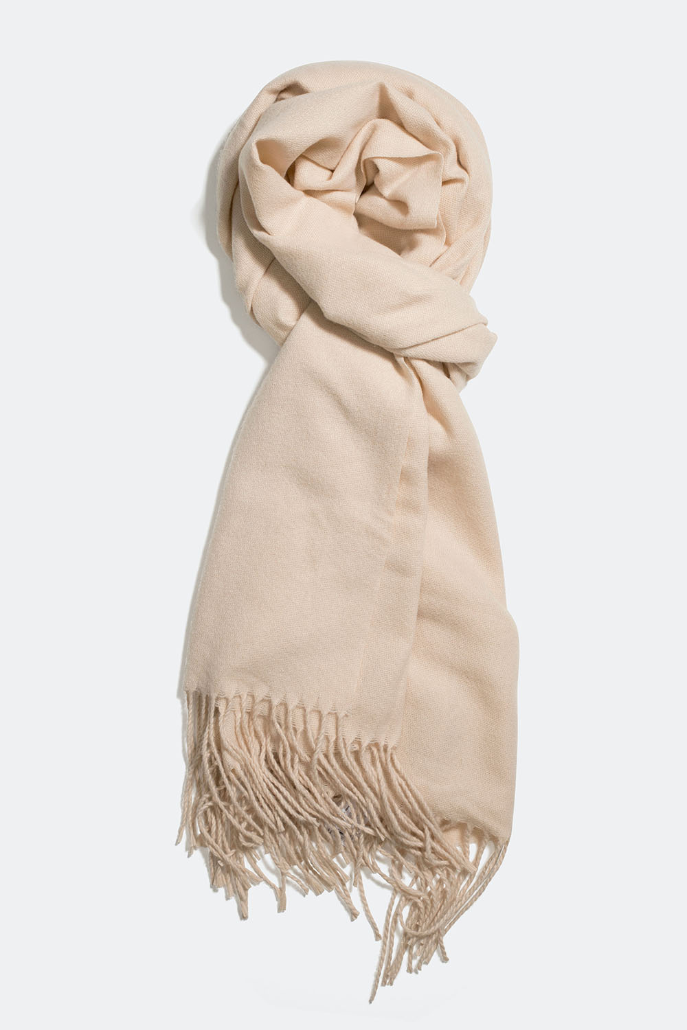 Lys beige skjerf med frynser