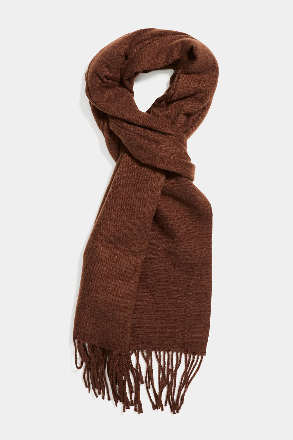 Brunt skjerf med frynser