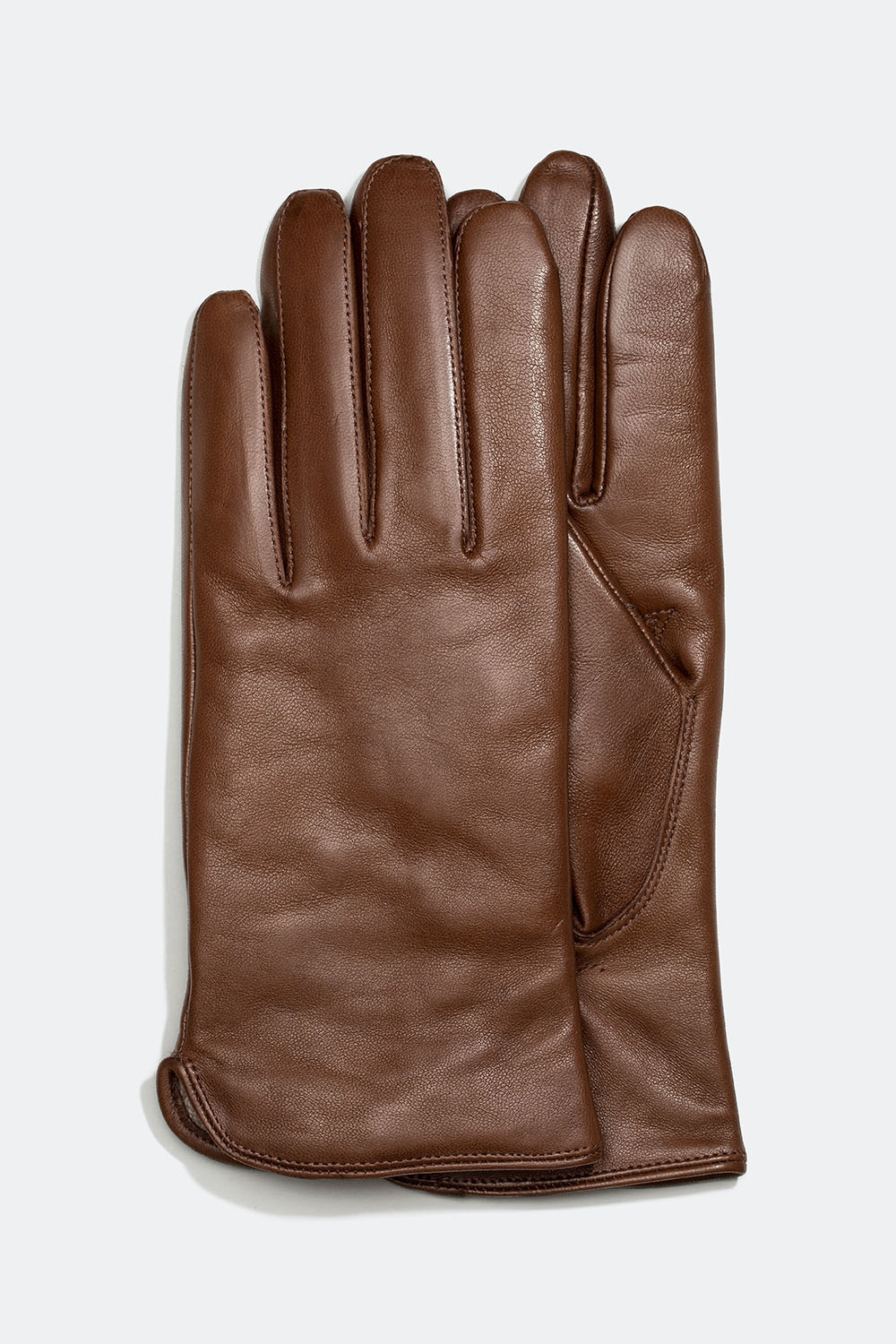 Brune skinnhansker med fôr i ullblanding