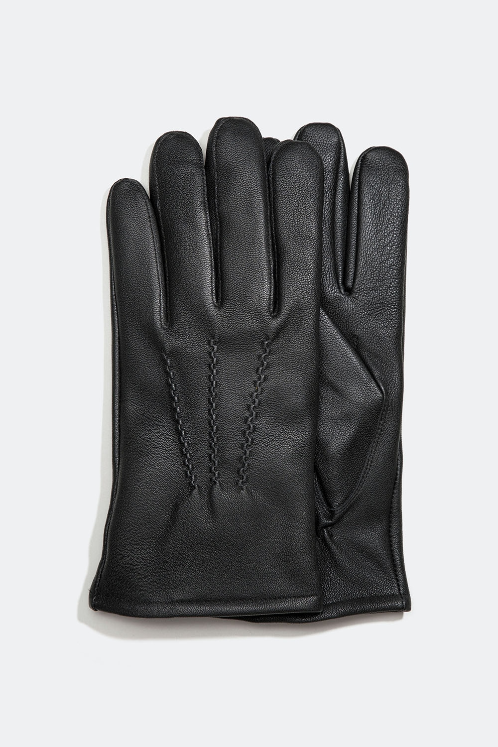 Svarte skinnhansker for menn med dekorativ søm