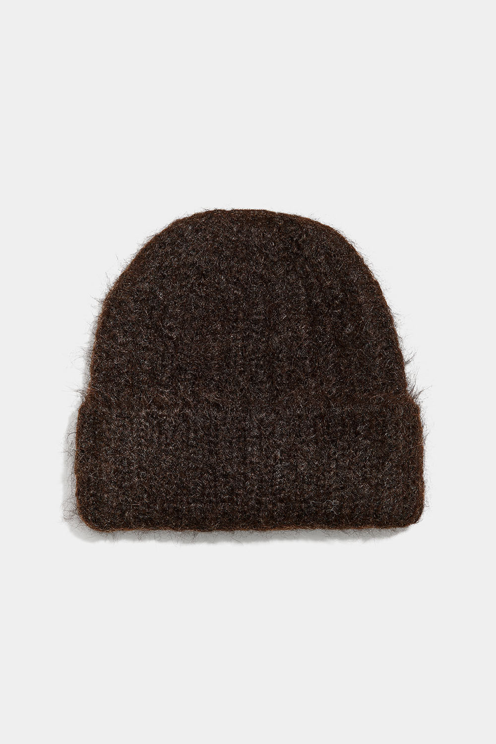 Brun ribbestrikket lue i ullblanding