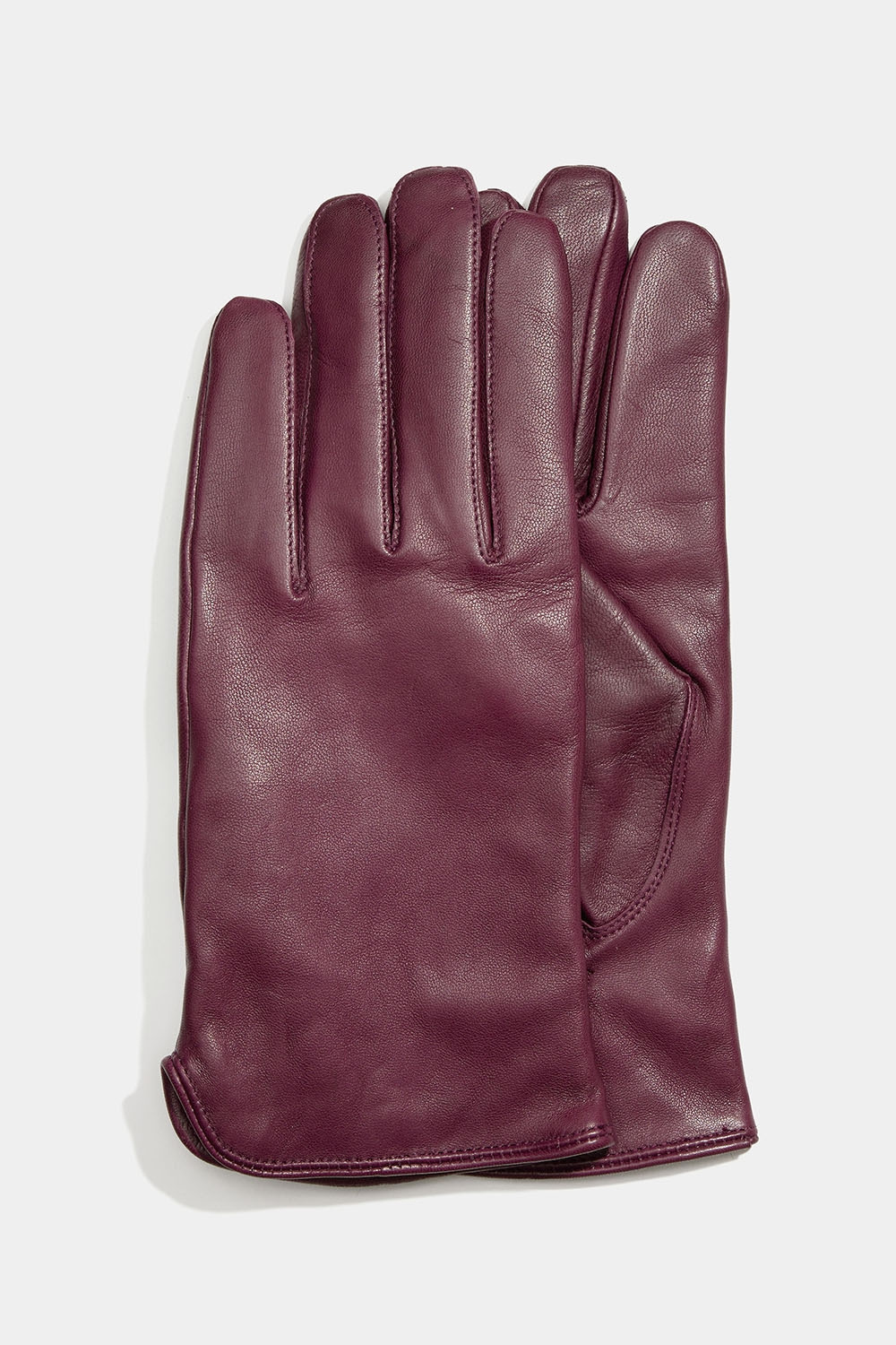 Burgunderrøde skinnhansker med splitt i siden