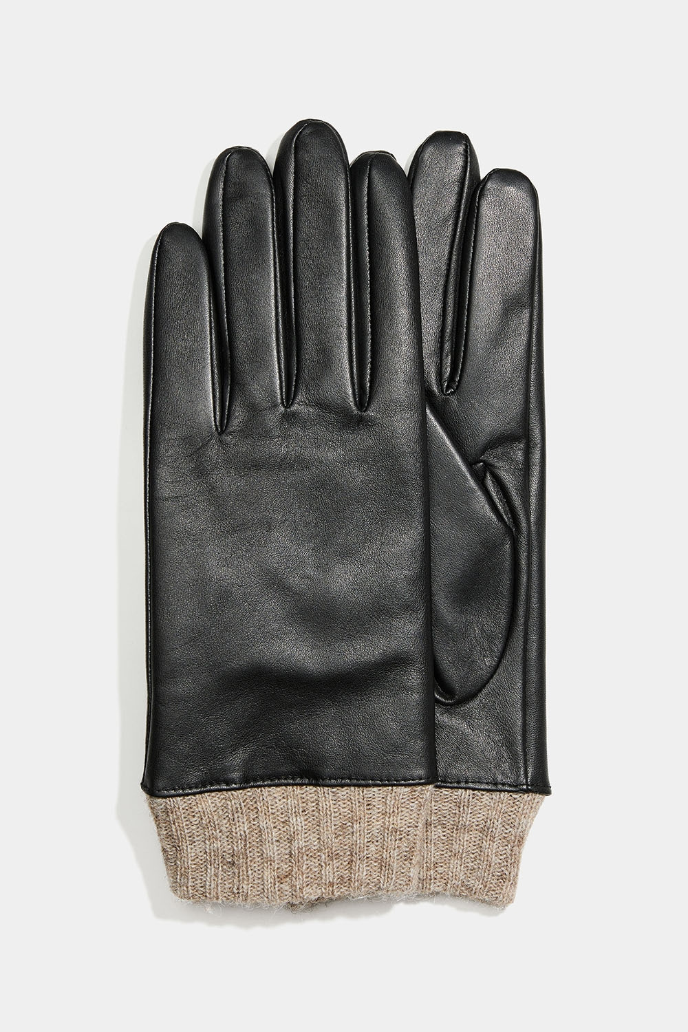 Skinnhansker med ribbestrikket kant.
