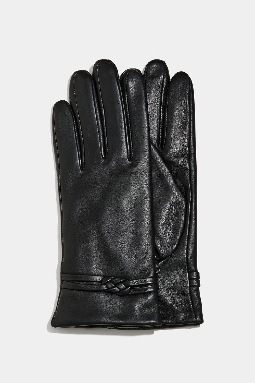 Lærhansker med knutedetaljer