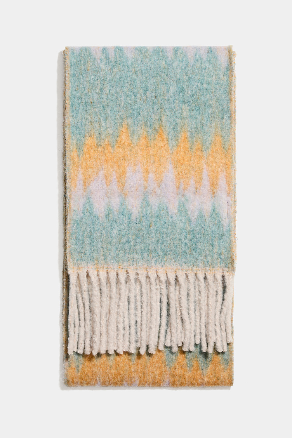 Skjerf med sikksakkmønster i turkis og oransje