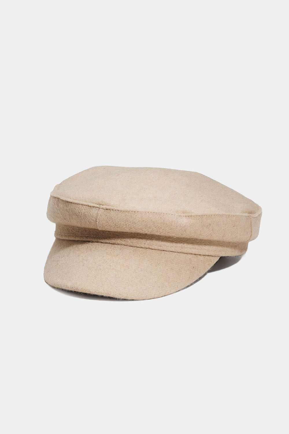 Beige baker boy-lue i ullblanding