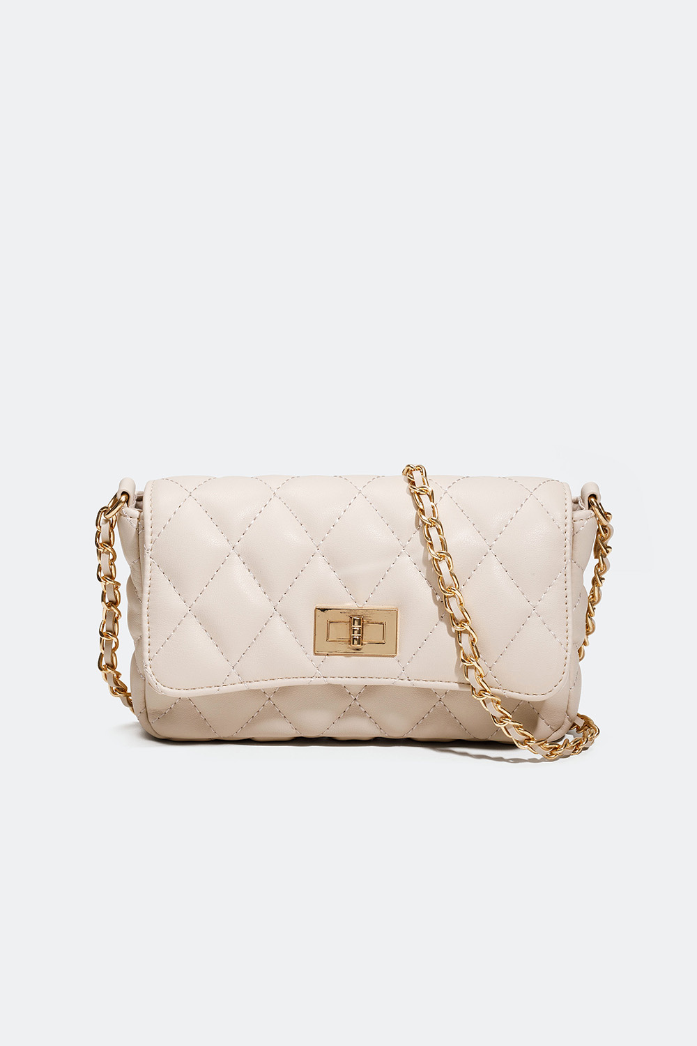 Beige vattert veske med skulderrem