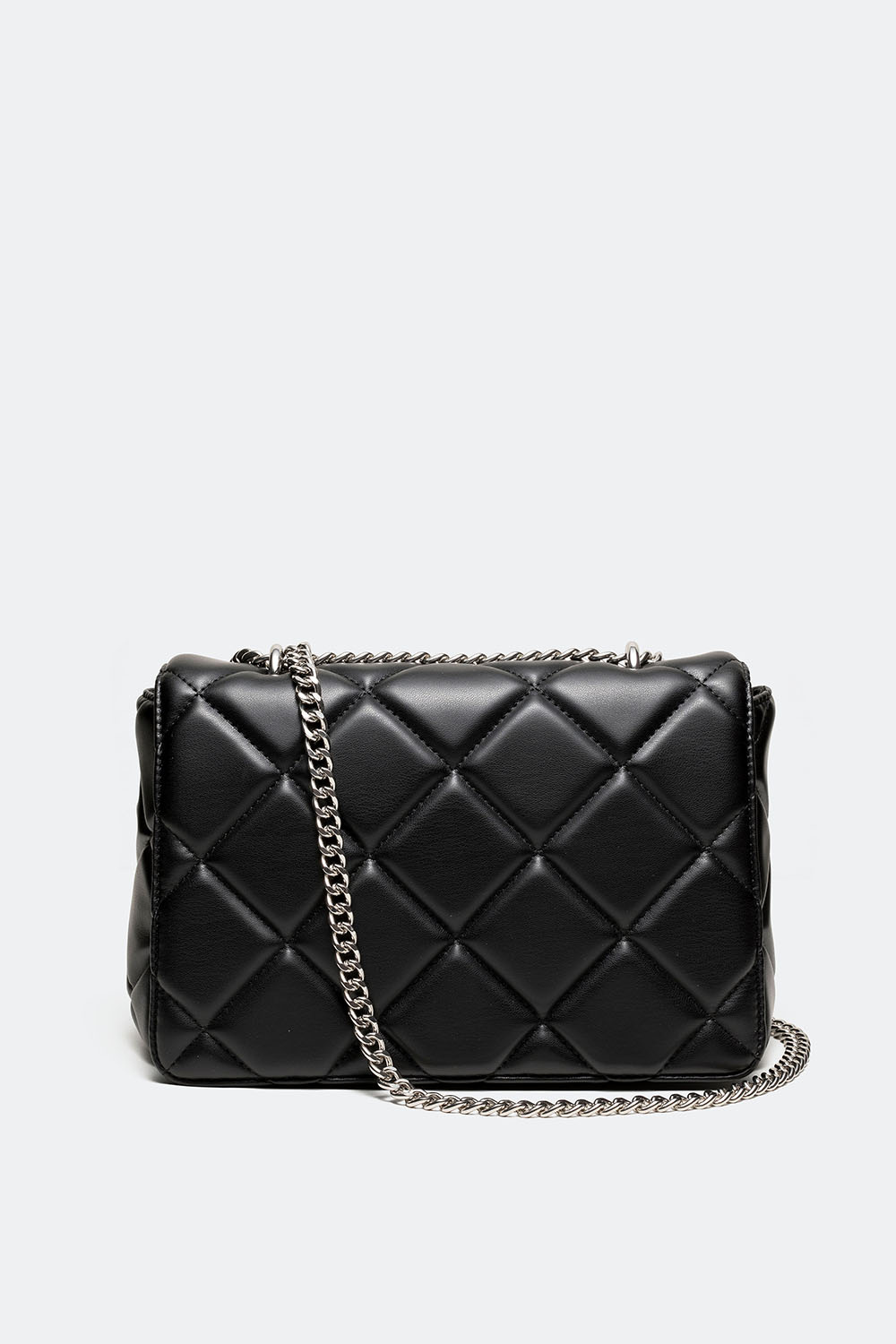 Stor svart skulderveske i quiltet design