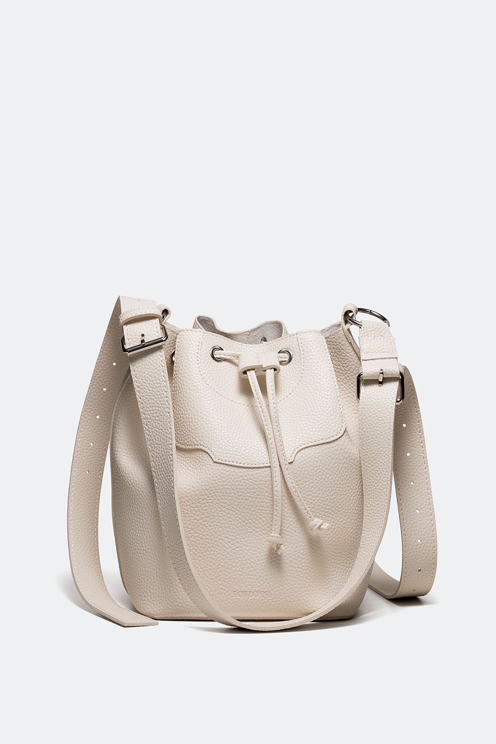 Hvit bøtteveske med justerbar skulderrem