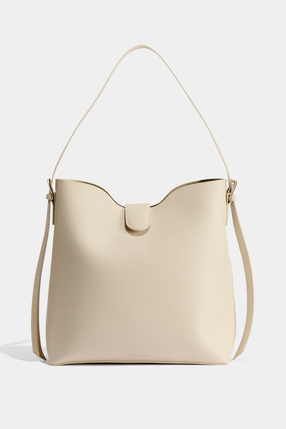 Stor offwhite veske med justerbar skulderrem