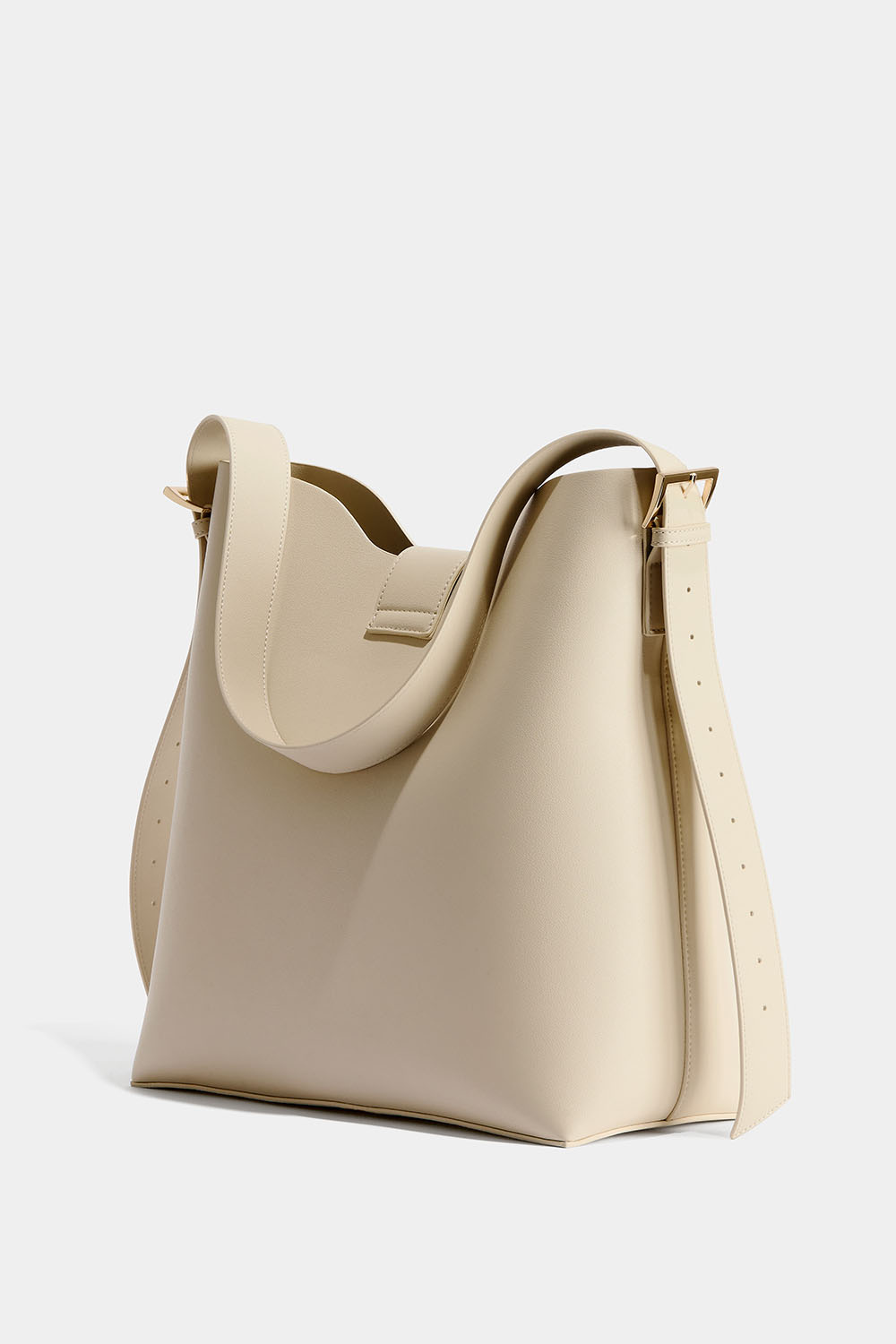 Stor offwhite veske med justerbar skulderrem