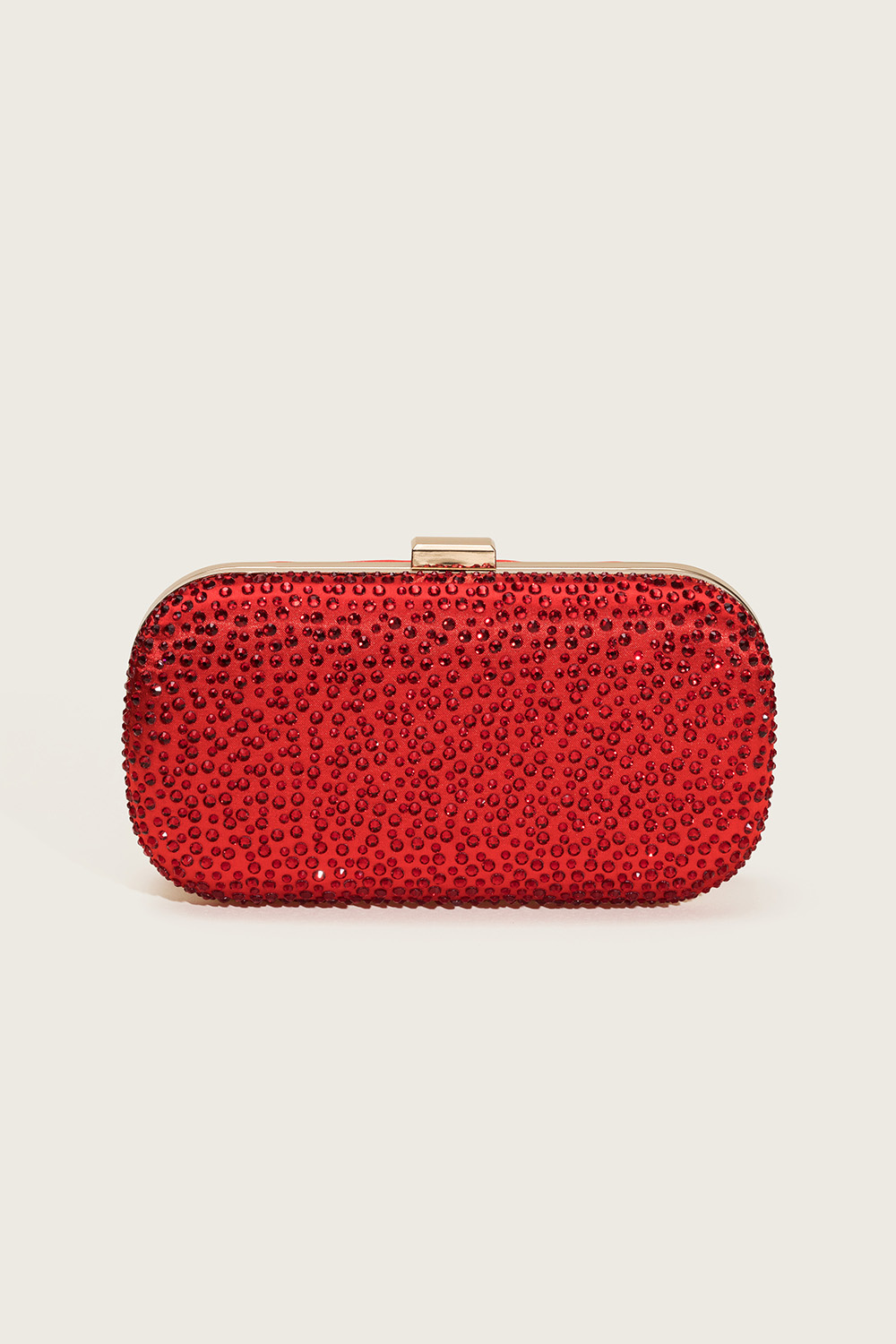 Rød clutch-veske med strass