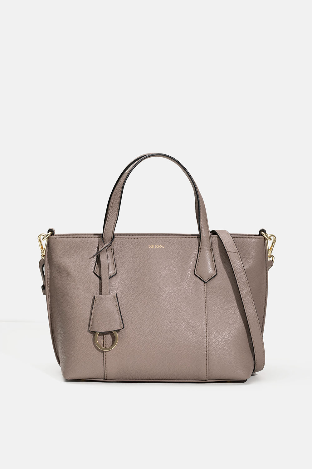 Liten tøyveske i taupefarget skinn